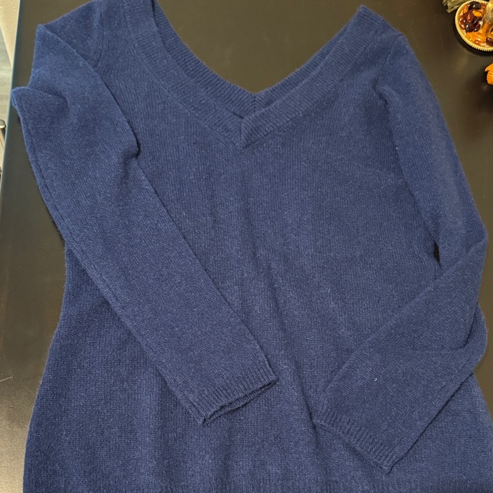 Minnie Rose Navy V-Neck Sweater